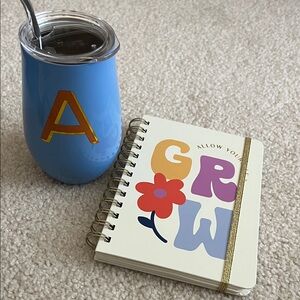 Blue Monogram Insulated Tumbler and Journal NWT